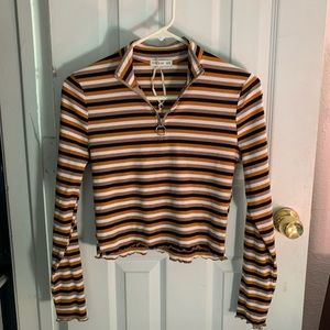Half Zip-Up Long Sleeve Top